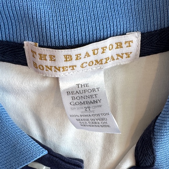 The Beaufort Bonnet Company 2T White and Blue Polo Shirt - Picture 2 of 4